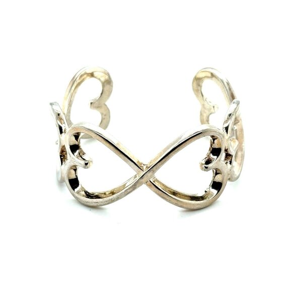 Silver 925 Heart Link Cuff - Picture 1 of 6